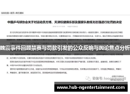 魏震事件回顾禁赛与罚款引发的公众反响与舆论焦点分析